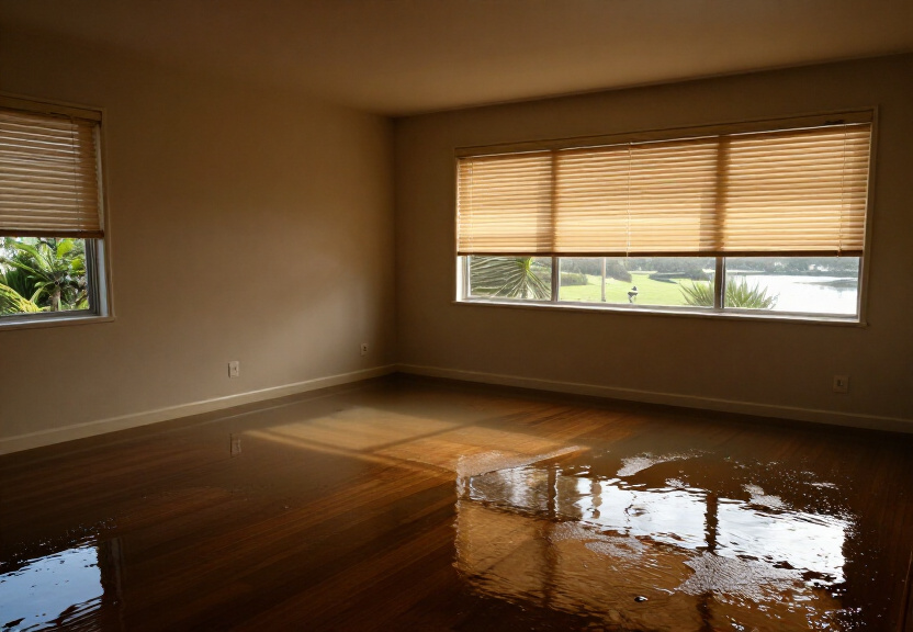 Water-damaged carpet in Port Hacking before drying