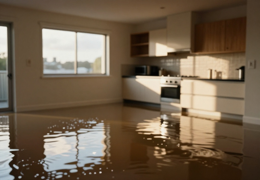 Flooded basement in Port Hacking before cleanup